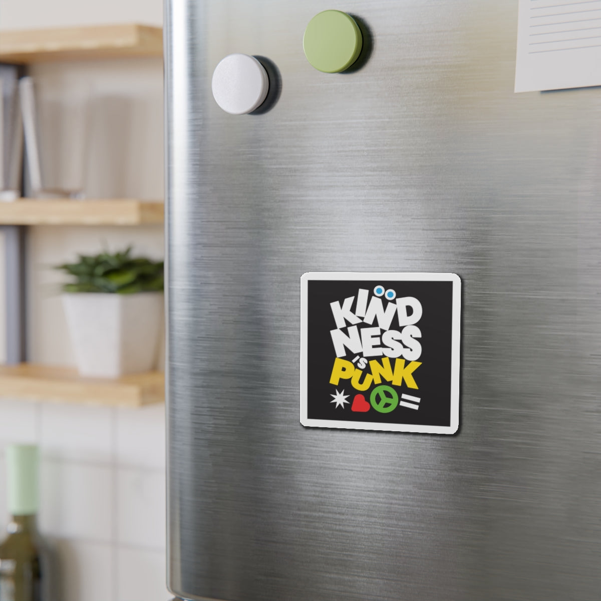 Peace, Love, and Punk Fridge Magnet by Favio Moreno