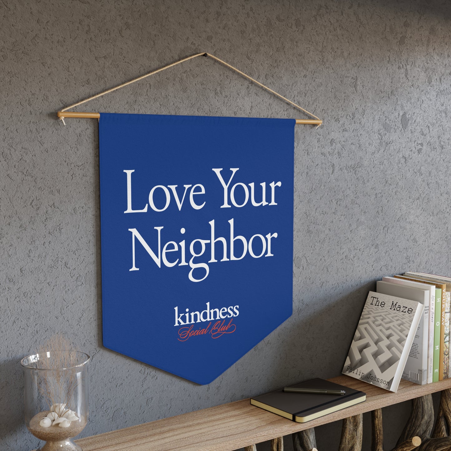 Love your Neighbor Pennant Royal Blue - By Favio Moreno (KSC, Reg)