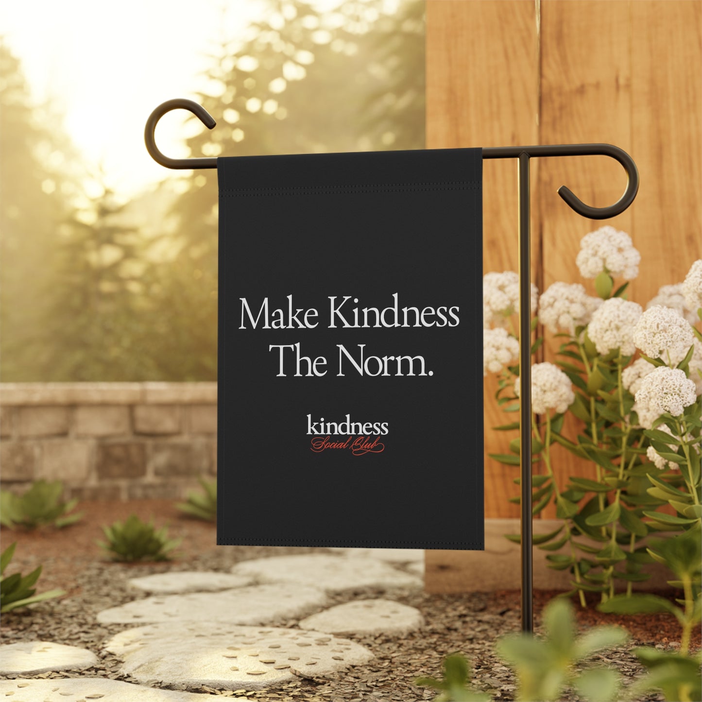 Make Kindness the Norm Yard Flag Black (Reg) - By: Favio Moreno