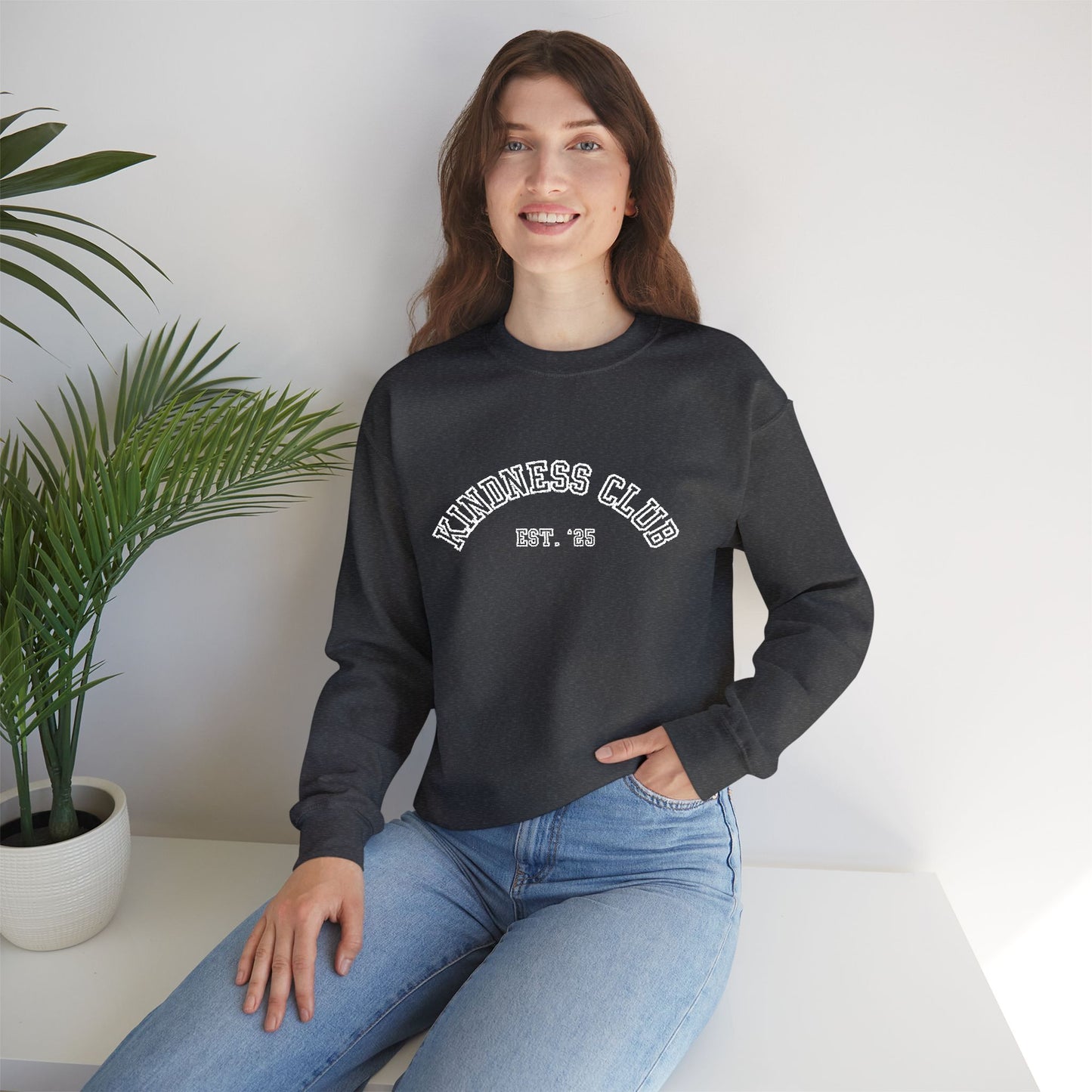 Kindness Club Varsity Embroidered Crewneck Sweatshirt