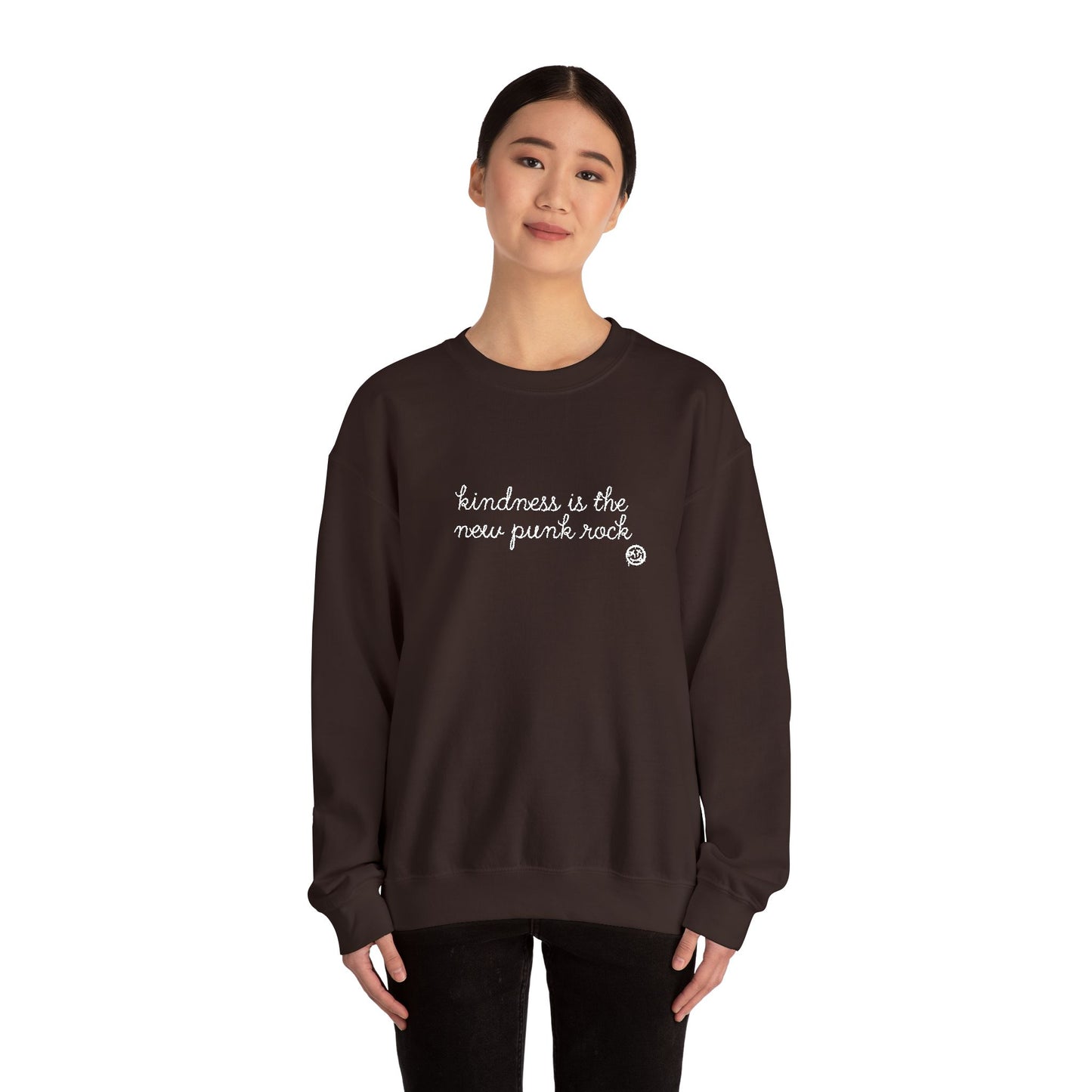 "Kindness Is The New Punk Rock" Embroidered Crewneck Sweatshirt