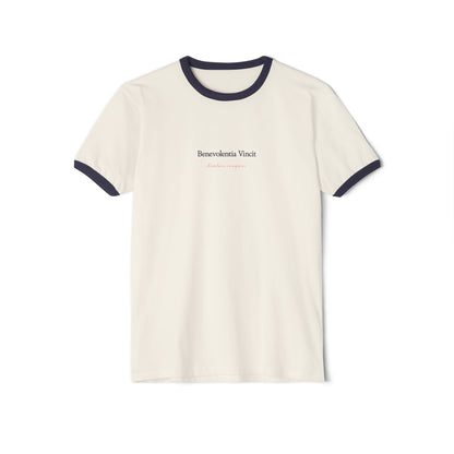 Kindness Conquers By: Favio Moreno Unisex Ringer T-Shirt (KSC)