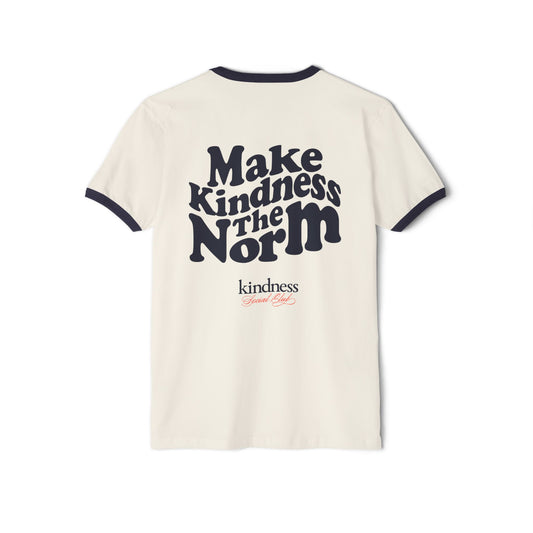 Make Kindness the Norm (Wavy) Unisex Ringer T-Shirt - By: Favio Moreno