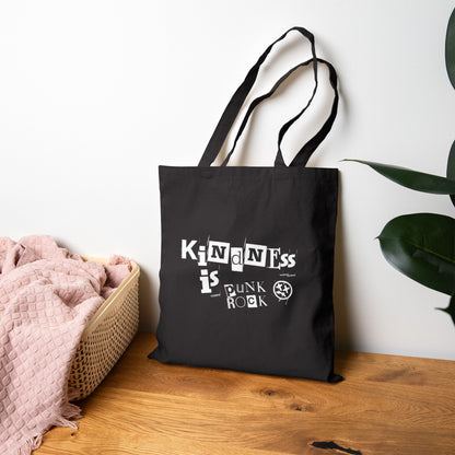 Kindness Is Punk Rock Canvas Tote Bag — Smile