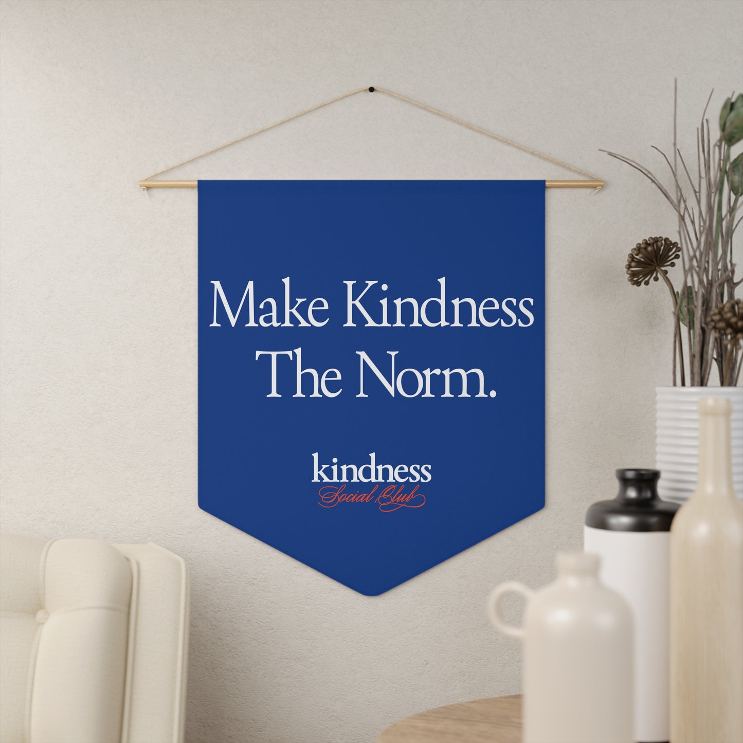 Make Kindness the Norm Pennant Royal Blue (Reg) - By: Favio Moreno