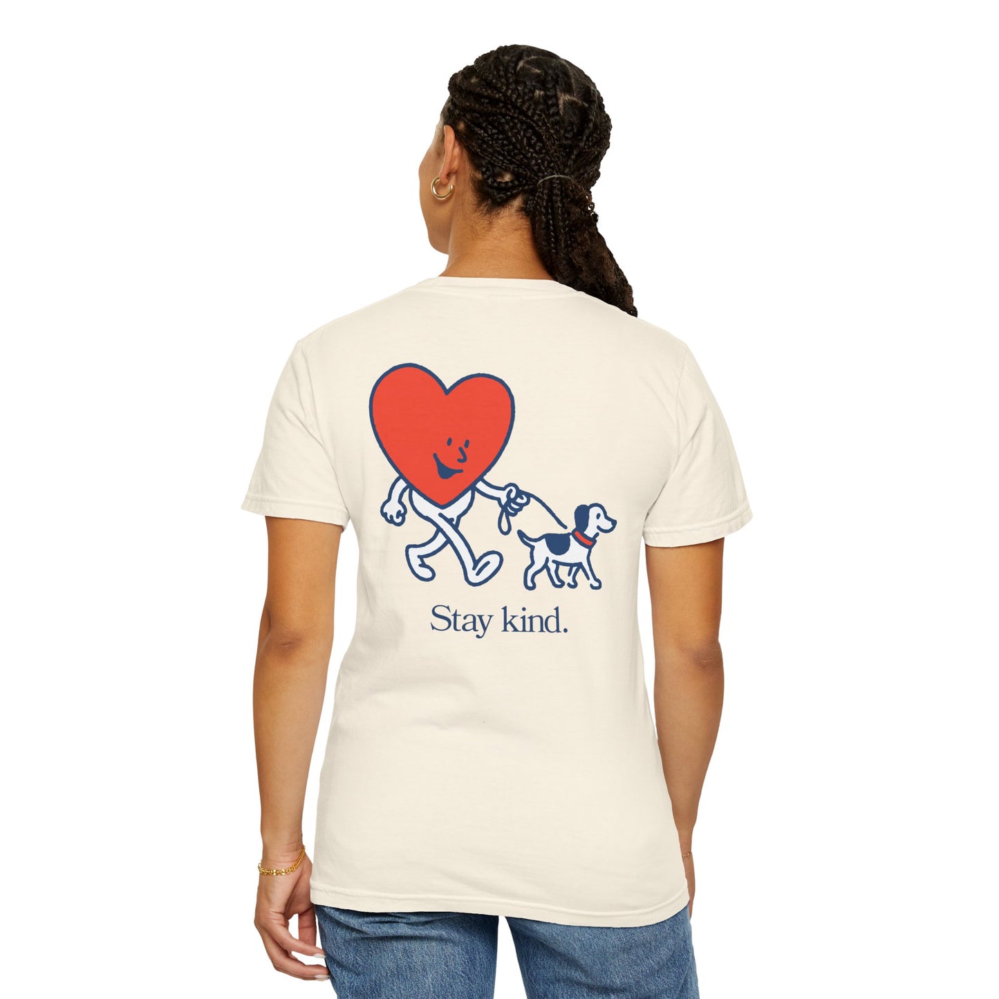 Kindness Social Club T-Shirt — "Stay Kind" Heart & Dog Graphic Tee
