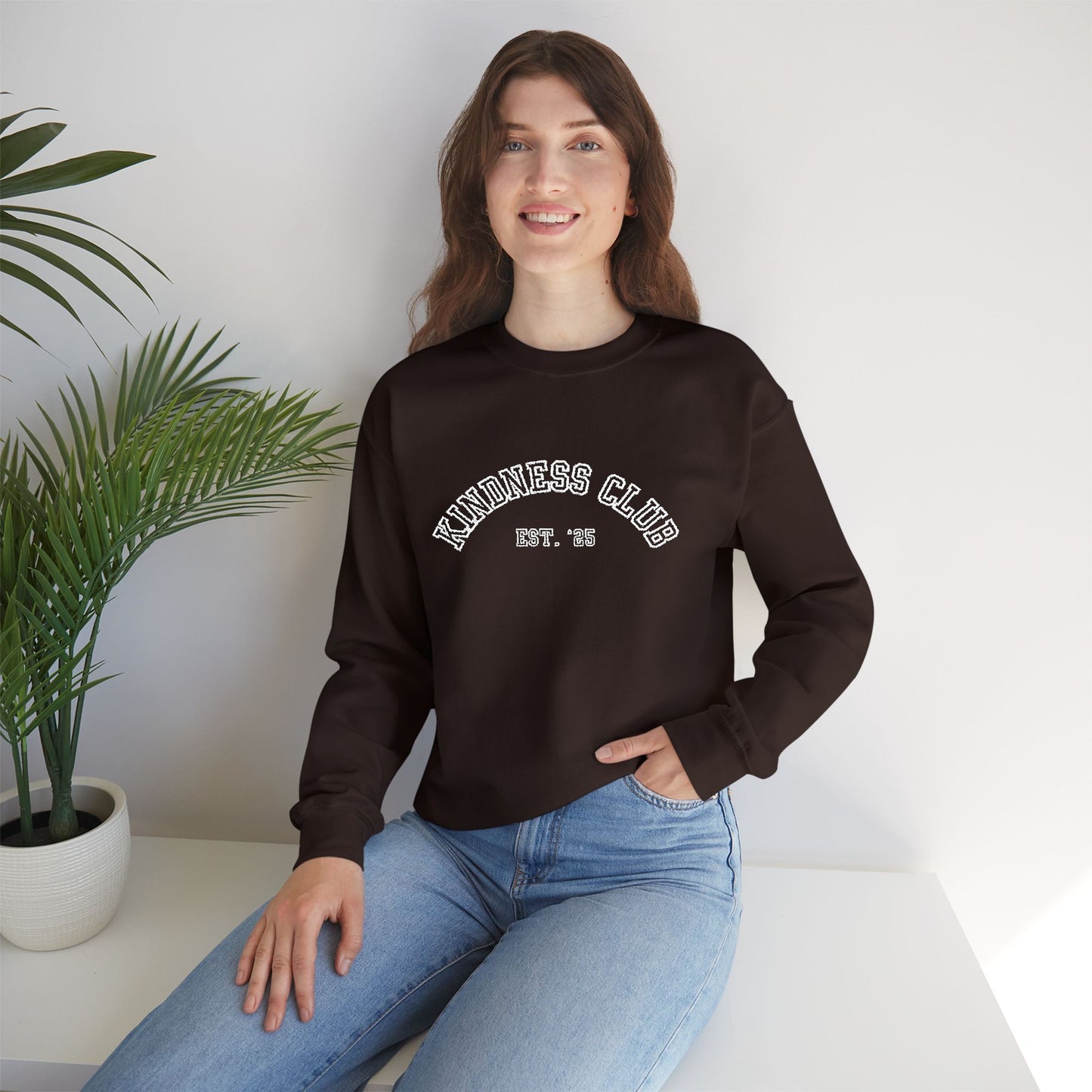 Kindness Club Varsity Embroidered Crewneck Sweatshirt