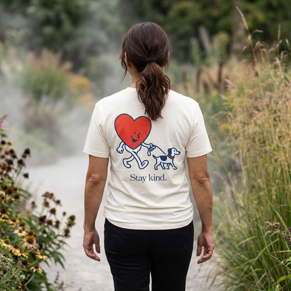 Kindness Social Club T-Shirt — "Stay Kind" Heart & Dog Graphic Tee