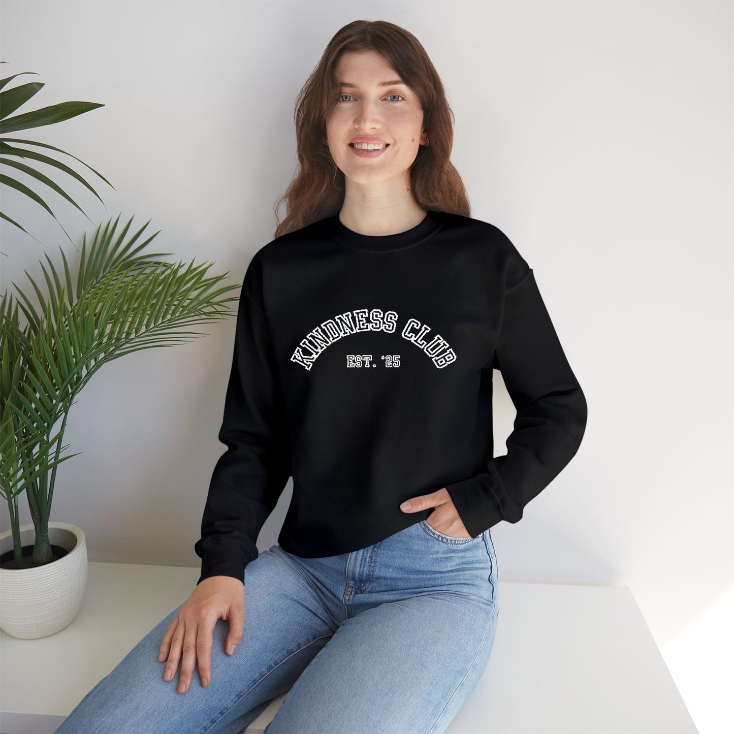 Kindness Club Varsity Embroidered Crewneck Sweatshirt