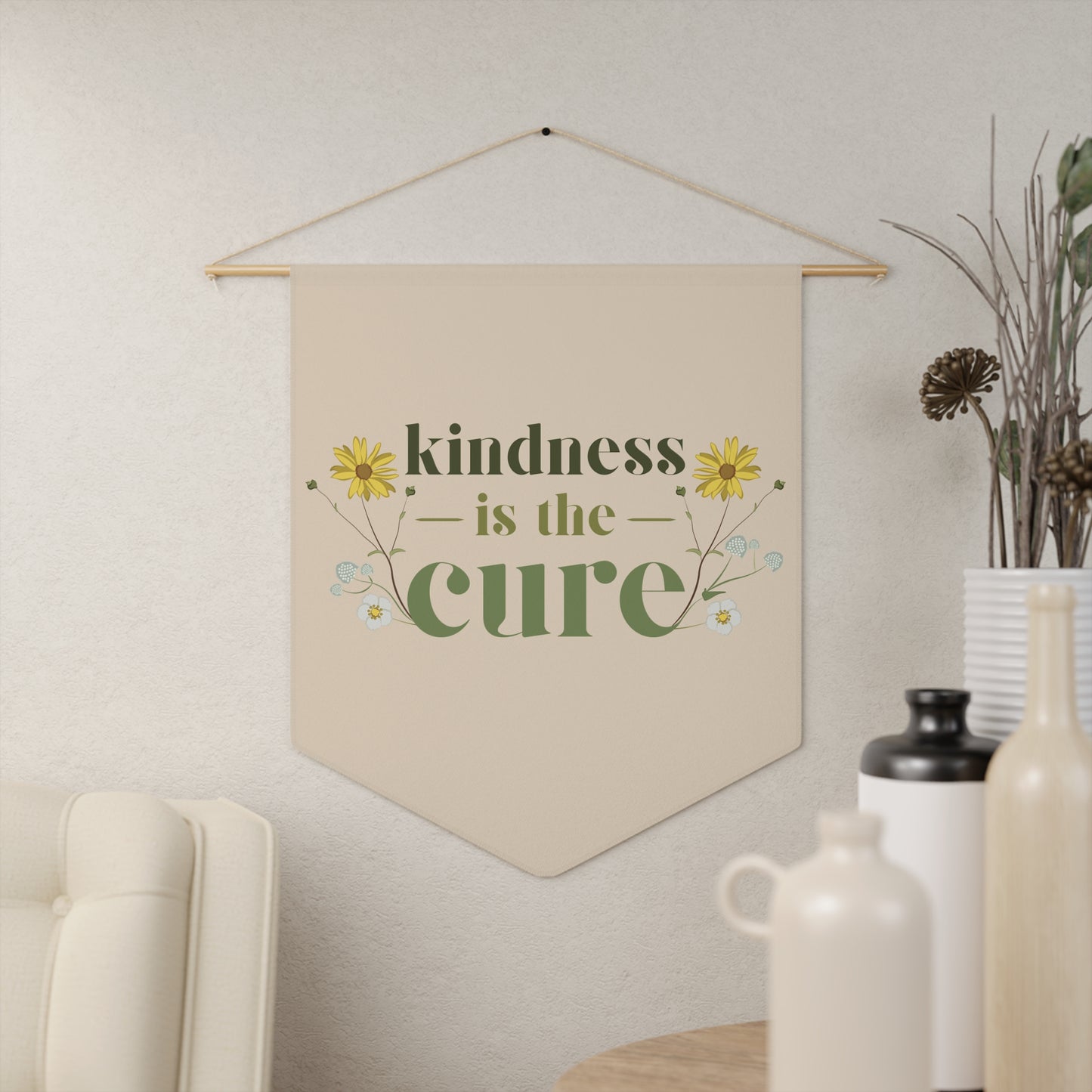 Kindness Is the Cure Floral Pennant Banner - By: AMR