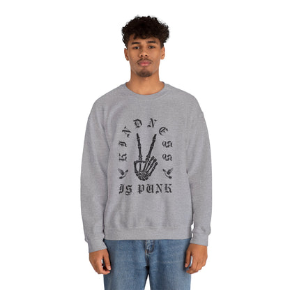 Sweatshirt — "Kindness Is Punk" Skeleton Peace Sign Crewneck