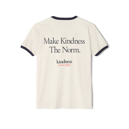 Make Kindness the Norm (Reg) Unisex Ringer T-Shirt - By: Favio Moreno