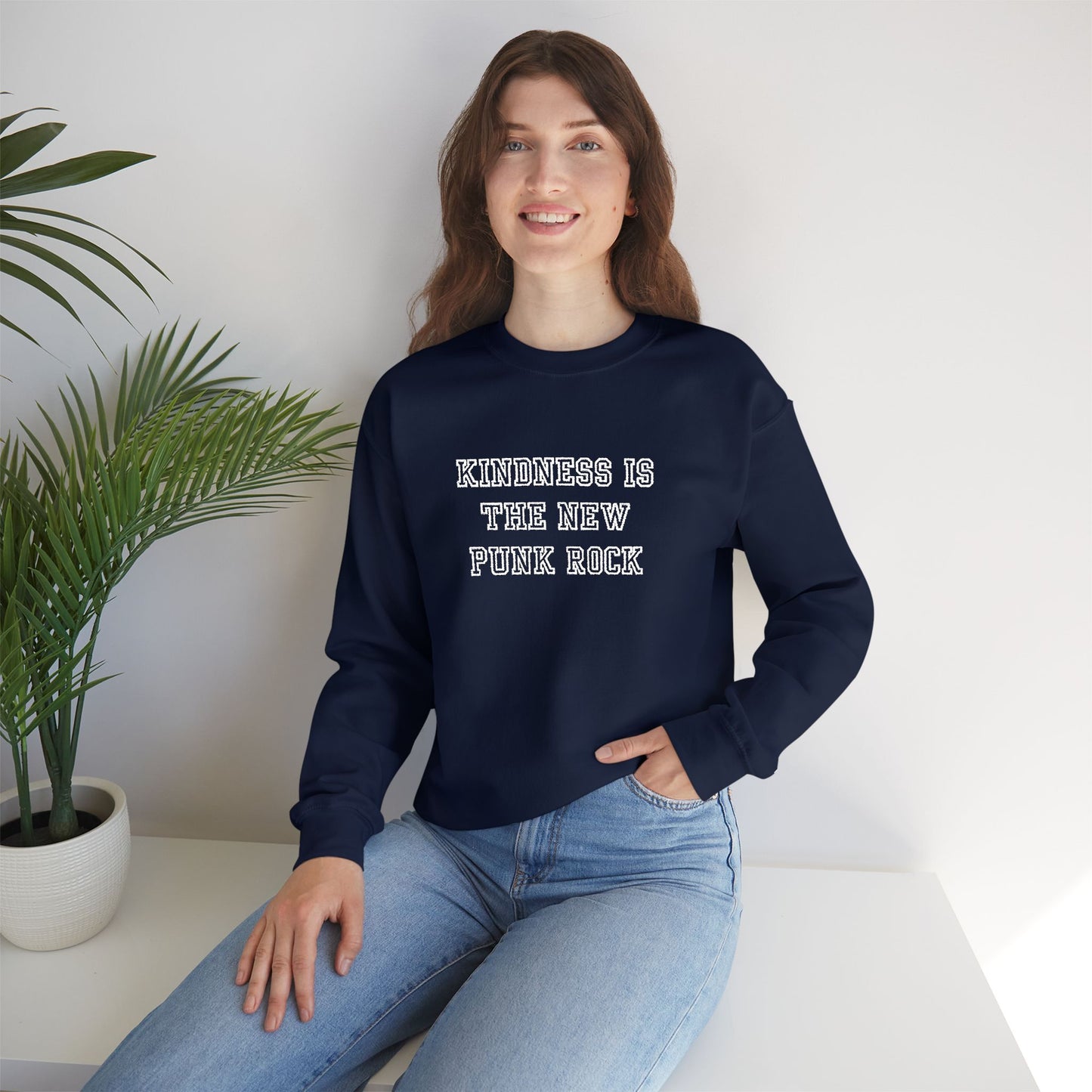 B-Side Rebel (Kindness is Punk) - Varsity Embroidered Crewneck Sweatshirt