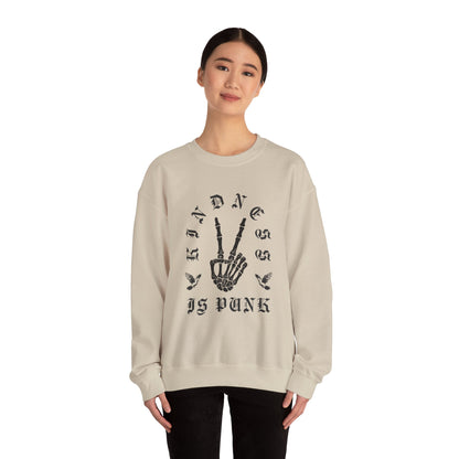 Sweatshirt — "Kindness Is Punk" Skeleton Peace Sign Crewneck