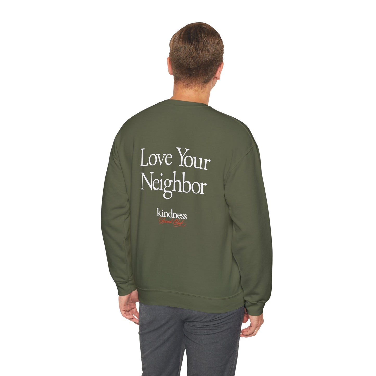 Love your Neighbor - By: Favio Moreno - Unisex Crew Sweatshirt (KSC, Reg, Rich)