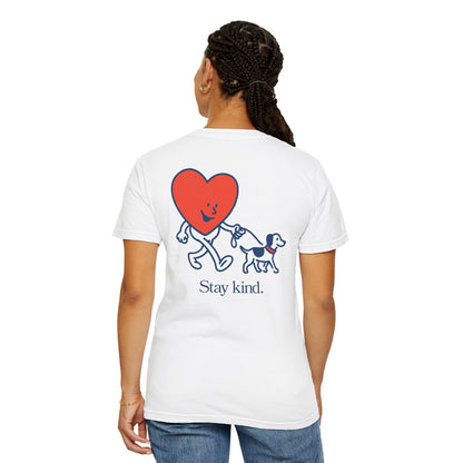 Kindness Social Club T-Shirt — "Stay Kind" Heart & Dog Graphic Tee