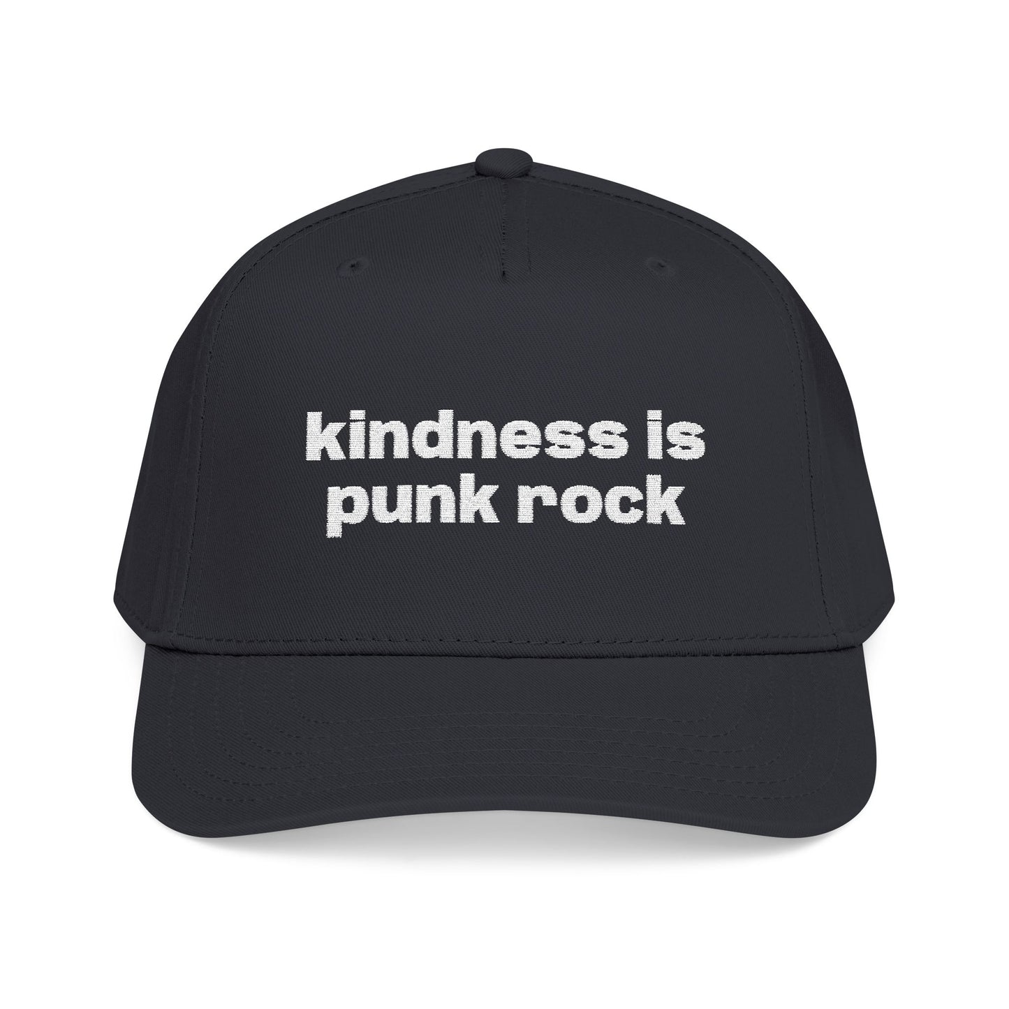 Kindness is Punk Rock Mid Profile Baseball Cap (Blk)
