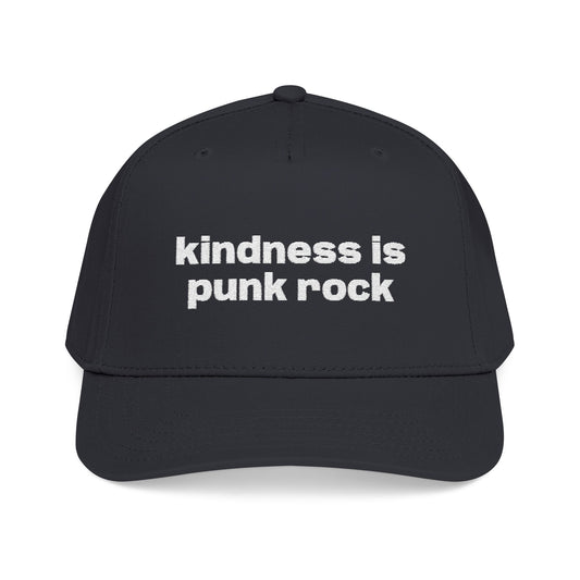 Kindness is Punk Rock Mid Profile Baseball Cap (Blk)
