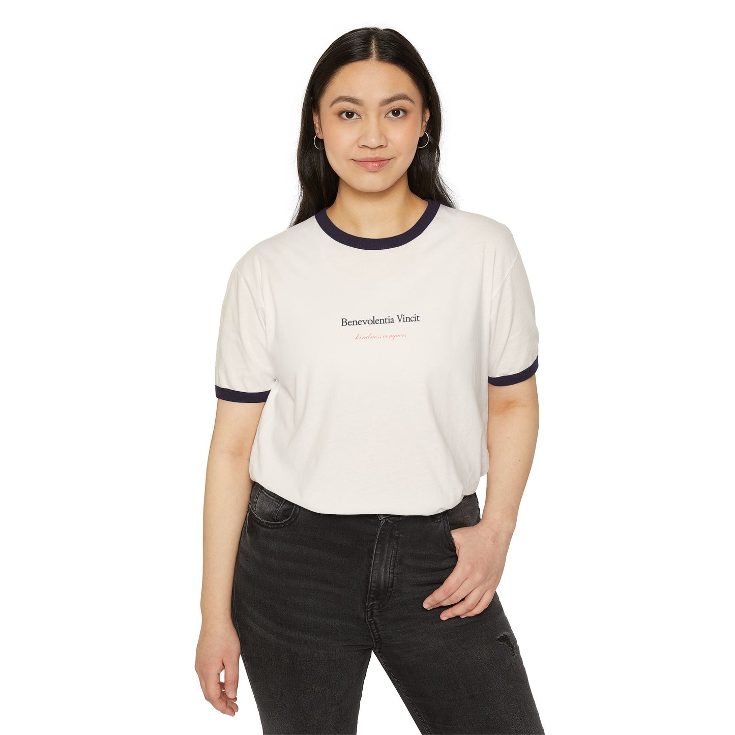 Kindness Conquers By: Favio Moreno Unisex Ringer T-Shirt (KSC)