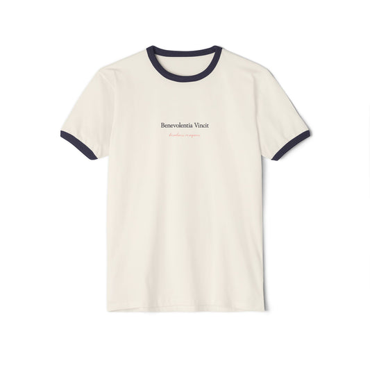 Kindness Conquers By: Favio Moreno Unisex Ringer T-Shirt (KSC)