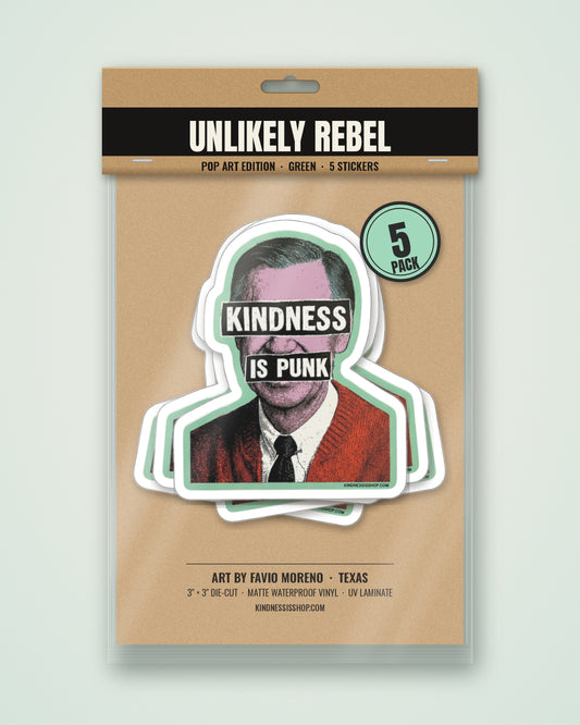 Unlikely Rebel Pop Art Edition Die-Cut Sticker Green (5 Pack)